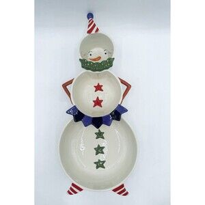 DEPT. 56 Nesting Snowman 3 Piece Serving Set Whimsical Colorful Christmas Winter